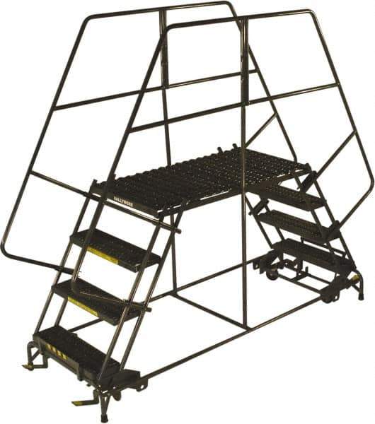 Ballymore - 88" 5 Step Double Entry Work Platform - Rolling Work Platform, 800 Lb Capacity, 50" Platform Height, 33" Base Width x 121" Base Depth, Grip Strut - Industrial Tool & Supply