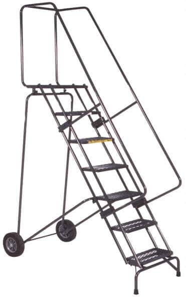 Ballymore - 153" 12 Step Ladder - 350 Lb Capacity, 120" Platform Height, 30" Base Width x 88" Base Depth, Abrasive Mat Tread - Industrial Tool & Supply