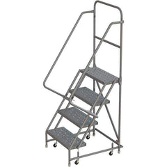 TRI-ARC - 76" 4 Step Rolling Platform Ladder - 450 Lb Capacity, 40" Platform Height, 24" Base Width x 35" Depth, Perforated Tread - Industrial Tool & Supply