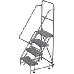 TRI-ARC - 76" 4 Step Rolling Platform Ladder - 450 Lb Capacity, 40" Platform Height, 30" Base Width x 35" Depth, Perforated Tread - Industrial Tool & Supply