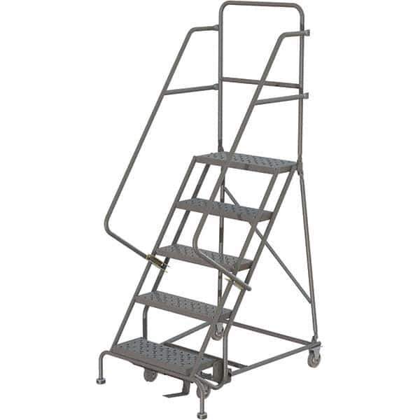 TRI-ARC - 83" 5 Step Ladder - 350 Lb Capacity, 47-1/2" Platform Height, 20" Base Width x 42" Depth, Perforated Tread - Industrial Tool & Supply