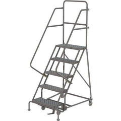 TRI-ARC - 83" 5 Step Ladder - 350 Lb Capacity, 47-1/2" Platform Height, 20" Base Width x 42" Depth, Perforated Tread - Industrial Tool & Supply