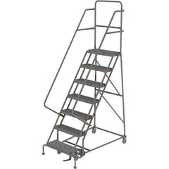TRI-ARC - 103" 7 Step Ladder - 350 Lb Capacity, 70" Platform Height, 30" Base Width x 56" Depth, Heavy-Duty Serrated Grating - Industrial Tool & Supply