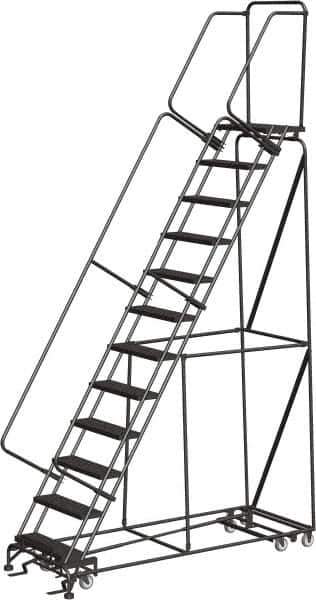 Ballymore - 153" 12 Step All-Directional Ladder - Rolling Safety Ladder, 450 Lb Capacity, 120" Platform Height, 32" Base Width x 87" Depth, Expanded Metal Tread - Industrial Tool & Supply