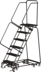 Ballymore - 93" 6 Step All-Directional Ladder - Rolling Safety Ladder, 450 Lb Capacity, 60" Platform Height, 30" Base Width x 49" Depth, Perforated Tread - Industrial Tool & Supply