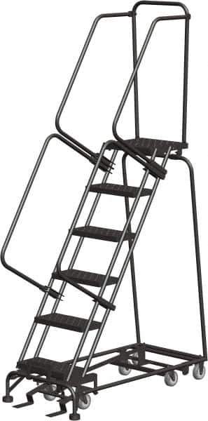 Ballymore - 93" 6 Step All-Directional Ladder - Rolling Safety Ladder, 450 Lb Capacity, 60" Platform Height, 24" Base Width x 49" Depth, Perforated Tread - Industrial Tool & Supply