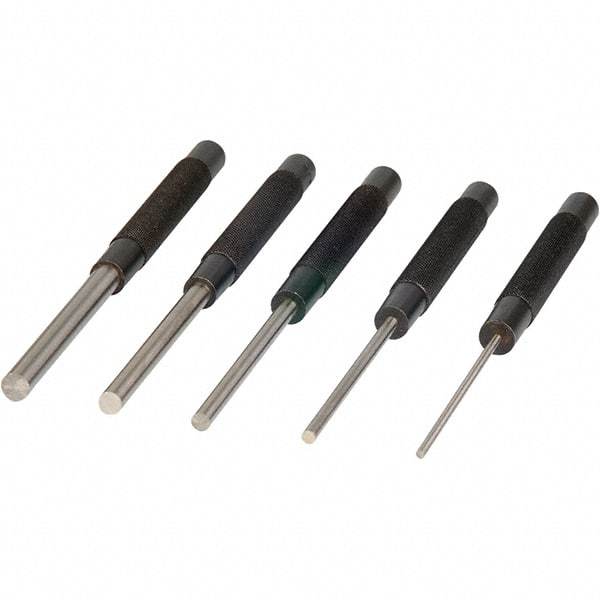 Mitutoyo - 5 Piece, 1/8 to 3/8", X-Long Punch - Round Shank, Comes in Plastic Sleeve - Industrial Tool & Supply