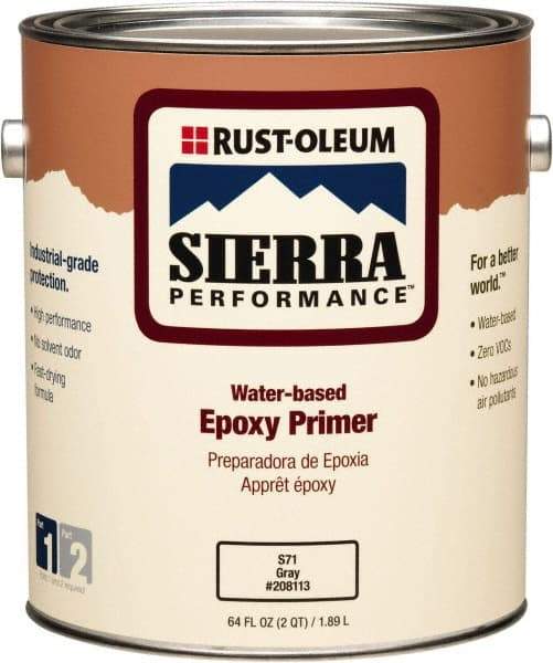 Rust-Oleum - 1 Gal Gray Water-Based Acrylic Enamel Primer - 215 to 320 Sq Ft Coverage, 3 gL Content, Quick Drying, Interior/Exterior - Industrial Tool & Supply