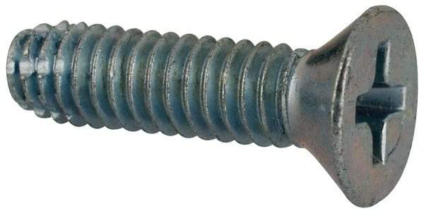 Value Collection - #8-32 UNC Thread, 5/8" OAL, #2 Phillips Drive Steel Thread Cutting Screw - Flat Head, Grade 1016-1024, Point Type F, Zinc-Plated Finish - Industrial Tool & Supply