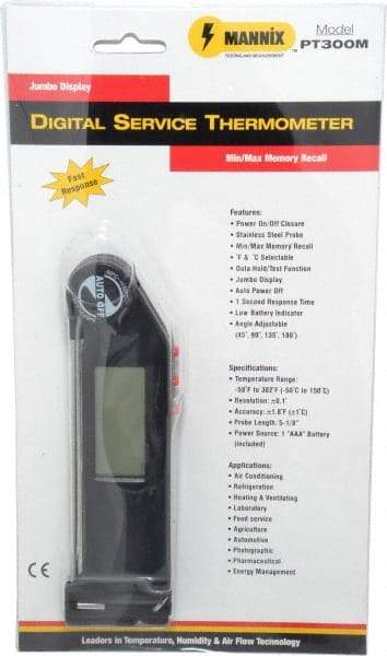 General - -58 to 302°F Pocket Digital Thermometer - LCD Display, Stainless Steel Probe Sensor, Battery Power - Industrial Tool & Supply