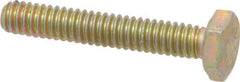 Made in USA - 1/4-20 UNC, 1-1/2" Length Under Head Hex Head Cap Screw - Fully Threaded, Grade 8 Alloy Steel, Zinc Yellow Dichromate Finish, 7/16" Hex - Industrial Tool & Supply