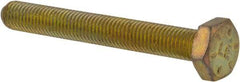 Made in USA - 1/4-28 UNF, 2" Length Under Head Hex Head Cap Screw - Fully Threaded, Grade 8 Alloy Steel, Zinc Yellow Dichromate Finish, 7/16" Hex - Industrial Tool & Supply