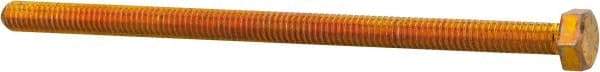 Made in North America - 5/16-18 UNC, 5-1/2" Length Under Head Hex Head Cap Screw - Fully Threaded, Grade 8 Alloy Steel, Zinc Yellow Dichromate Finish, 1/2" Hex - Industrial Tool & Supply