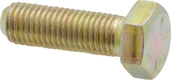 Made in USA - 5/16-24 UNF, 1" Length Under Head Hex Head Cap Screw - Fully Threaded, Grade 8 Alloy Steel, Zinc Yellow Dichromate Finish, 1/2" Hex - Industrial Tool & Supply