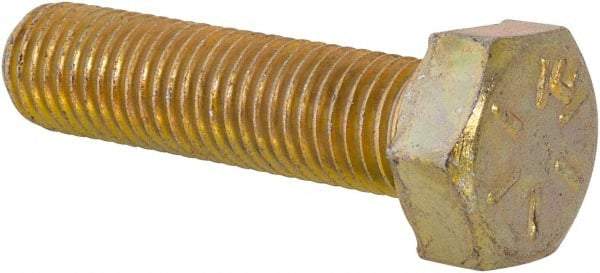 Made in USA - 5/16-24 UNF, 1-1/4" Length Under Head Hex Head Cap Screw - Fully Threaded, Grade 8 Alloy Steel, Zinc Yellow Dichromate Finish, 1/2" Hex - Industrial Tool & Supply