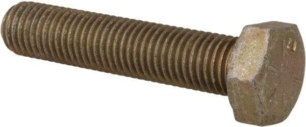 Made in USA - 5/16-24 UNF, 1-1/2" Length Under Head Hex Head Cap Screw - Fully Threaded, Grade 8 Alloy Steel, Zinc Yellow Dichromate Finish, 1/2" Hex - Industrial Tool & Supply