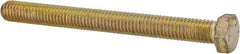 Made in USA - 3/8-16 UNC, 4" Length Under Head Hex Head Cap Screw - Fully Threaded, Grade 8 Alloy Steel, Zinc Yellow Dichromate Finish, 9/16" Hex - Industrial Tool & Supply