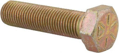 Made in USA - 3/8-24 UNF, 1-1/2" Length Under Head Hex Head Cap Screw - Fully Threaded, Grade 8 Alloy Steel, Zinc Yellow Dichromate Finish, 9/16" Hex - Industrial Tool & Supply