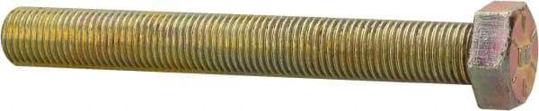Made in USA - 3/8-24 UNF, 3" Length Under Head Hex Head Cap Screw - Fully Threaded, Grade 8 Alloy Steel, Zinc Yellow Dichromate Finish, 9/16" Hex - Industrial Tool & Supply