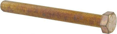 Made in USA - 3/8-24 UNF, 3-1/2" Length Under Head Hex Head Cap Screw - Fully Threaded, Grade 8 Alloy Steel, Zinc Yellow Dichromate Finish, 9/16" Hex - Industrial Tool & Supply