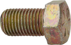 Made in USA - 7/16-20 UNF, 3/4" Length Under Head Hex Head Cap Screw - Fully Threaded, Grade 8 Alloy Steel, Zinc Yellow Dichromate Finish, 5/8" Hex - Industrial Tool & Supply