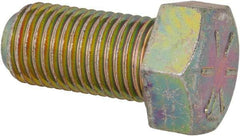 Made in USA - 7/16-20 UNF, 7/8" Length Under Head Hex Head Cap Screw - Fully Threaded, Grade 8 Alloy Steel, Zinc Yellow Dichromate Finish, 5/8" Hex - Industrial Tool & Supply