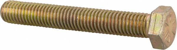 Made in USA - 1/2-13 UNC, 3-1/2" Length Under Head Hex Head Cap Screw - Fully Threaded, Grade 8 Alloy Steel, Zinc Yellow Dichromate Finish, 3/4" Hex - Industrial Tool & Supply