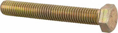 Made in USA - 1/2-13 UNC, 3-1/2" Length Under Head Hex Head Cap Screw - Fully Threaded, Grade 8 Alloy Steel, Zinc Yellow Dichromate Finish, 3/4" Hex - Industrial Tool & Supply