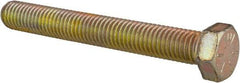 Made in USA - 1/2-13 UNC, 4" Length Under Head Hex Head Cap Screw - Fully Threaded, Grade 8 Alloy Steel, Zinc Yellow Dichromate Finish, 3/4" Hex - Industrial Tool & Supply