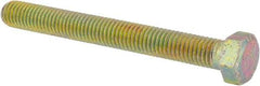 Made in North America - 1/2-13 UNC, 4-1/2" Length Under Head Hex Head Cap Screw - Fully Threaded, Grade 8 Alloy Steel, Zinc Yellow Dichromate Finish, 3/4" Hex - Industrial Tool & Supply