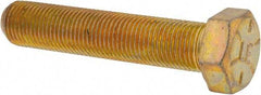 Made in USA - 1/2-20 UNF, 2-1/2" Length Under Head Hex Head Cap Screw - Fully Threaded, Grade 8 Alloy Steel, Zinc Yellow Dichromate Finish, 3/4" Hex - Industrial Tool & Supply