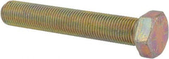 Made in USA - 1/2-20 UNF, 3" Length Under Head Hex Head Cap Screw - Fully Threaded, Grade 8 Alloy Steel, Zinc Yellow Dichromate Finish, 3/4" Hex - Industrial Tool & Supply