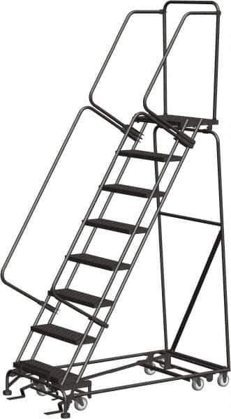 Ballymore - 113" 8 Step All-Directional Ladder - Rolling Safety Ladder, 450 Lb Capacity, 80" Platform Height, 32" Base Width x 61" Depth, Perforated Tread - Industrial Tool & Supply