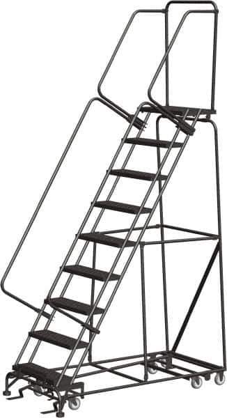 Ballymore - 123" 9 Step All-Directional Ladder - 350 Lb Capacity, 90" Platform Height, 32" Base Width x 68" Depth, Perforated Tread - Industrial Tool & Supply