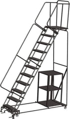Ballymore - 143" 11 Step Ladder - 450 Lb Capacity, 110" Platform Height, 32" Base Width x 87" Depth, Perforated Tread - Industrial Tool & Supply