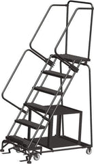 Ballymore - 93" 6 Step Stock-Picking Ladder - 450 Lb Capacity, 60" Platform Height, 30" Base Width x 49" Depth, Perforated Tread - Industrial Tool & Supply