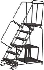 Ballymore - 93" 6 Step Ladder - Safety Stock Picking Ladder, 450 Lb Capacity, 60" Platform Height, 30" Base Width x 55" Depth, Perforated Tread - Industrial Tool & Supply