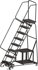 Ballymore - 113" 8 Step Stock-Picking Ladder - 450 Lb Capacity, 80" Platform Height, 32" Base Width x 61" Depth, Perforated Tread - Industrial Tool & Supply