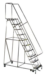 Ballymore - 93" 6 Step Ladder - Rolling Safety Ladder, 450 Lb Capacity, 60" Platform Height, 30" Base Width x 49" Depth, Perforated Tread - Industrial Tool & Supply