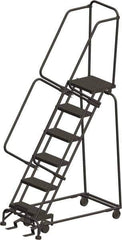 Ballymore - 93" 6 Step Ladder - 300 Lb Capacity, 60" Platform Height, 24" Base Width x 49" Depth, Heavy-Duty Serrated Grating - Industrial Tool & Supply