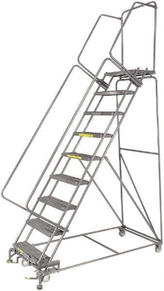 Ballymore - 123" 9 Step Ladder - 300 Lb Capacity, 90" Platform Height, 32" Base Width x 68" Depth, Perforated Tread - Industrial Tool & Supply