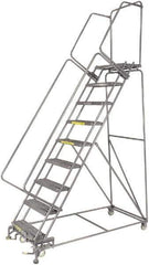 Ballymore - 123" 9 Step Ladder - 300 Lb Capacity, 90" Platform Height, 32" Base Width x 68" Depth, Perforated Tread - Industrial Tool & Supply