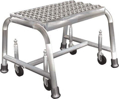 Ballymore - 12" 1 Step Ladder - Rolling Safety Ladder, 450 Lb Capacity, 12" Platform Height, 20" Base Width x 20" Depth, Perforated Tread - Industrial Tool & Supply