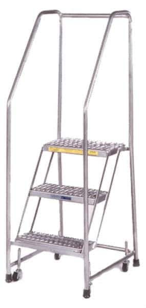 Ballymore - 103" 7 Step Ladder - 300 Lb Capacity, 70" Platform Height, 30" Base Width x 56" Depth, Perforated Tread - Industrial Tool & Supply