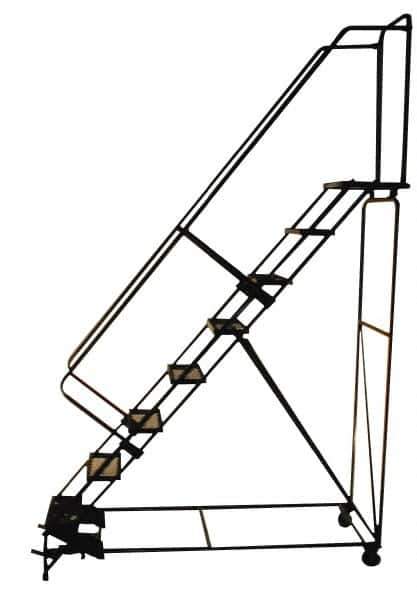 Ballymore - 123" 9 Step Ladder - Rolling Safety Ladder, 450 Lb Capacity, 90" Platform Height, 32" Base Width x 88" Depth, Expanded Metal Tread - Industrial Tool & Supply