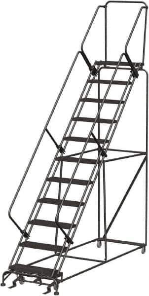 Ballymore - 143" 11 Step Ladder - 350 Lb Capacity, 110" Platform Height, 32" Base Width x 106" Depth, Perforated Tread - Industrial Tool & Supply