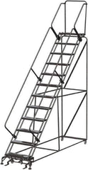 Ballymore - 153" 12 Step Ladder - Rolling Safety Ladder, 450 Lb Capacity, 120" Platform Height, 32" Base Width x 116" Depth, Abrasive Mat Tread - Industrial Tool & Supply