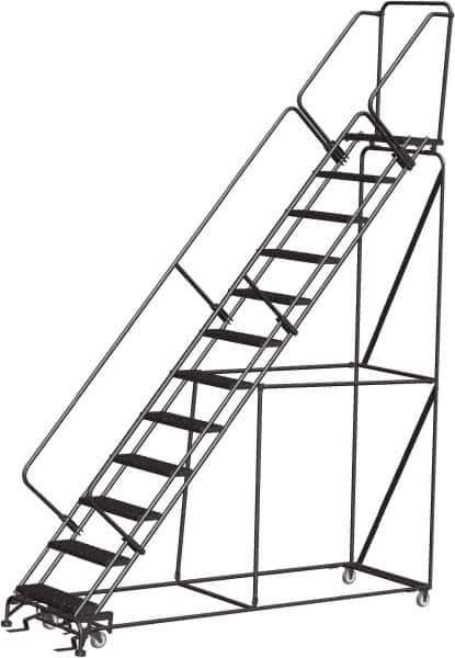 Ballymore - 153" 12 Step Ladder - Rolling Safety Ladder, 450 Lb Capacity, 120" Platform Height, 32" Base Width x 116" Depth, Expanded Metal Tread - Industrial Tool & Supply