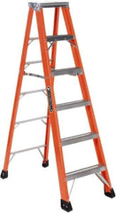Louisville - 6 Steps, 6' High, Type IAA Rating, Fiberglass Step Ladder - 375 Lb Capacity, 22" Base Width - Industrial Tool & Supply