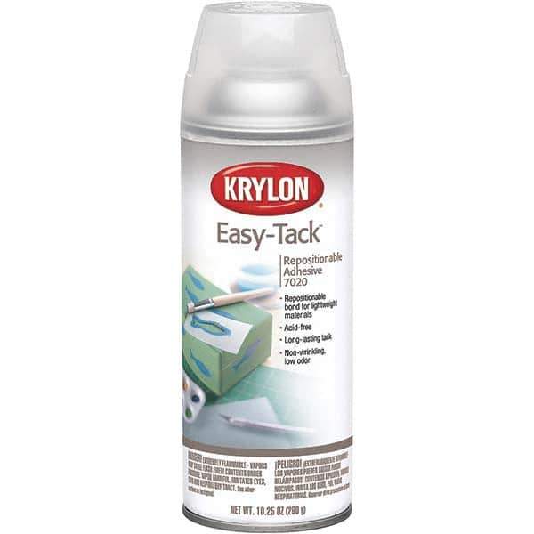 Krylon - 11 oz Aerosol Clear Spray Adhesive - Low Tack, 120°F Heat Resistance, 15 Sq Ft Coverage, Low Strength Bond, 180 min Max Bonding Time, Flammable - Industrial Tool & Supply